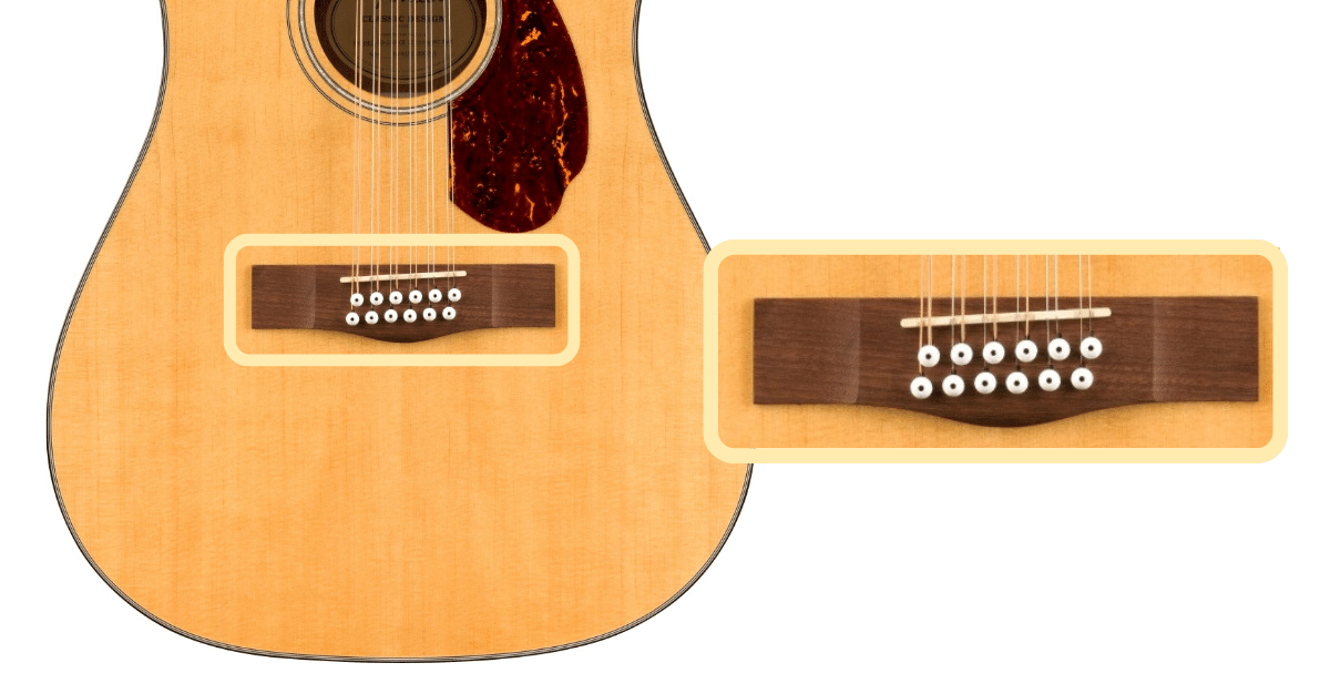 Fender CD-140SCE 12-String bridge, saddle, and pins  