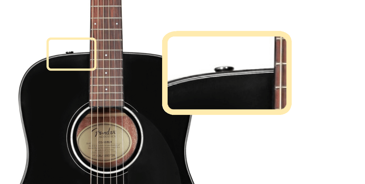 Fender CD-60 strap buttons position and design