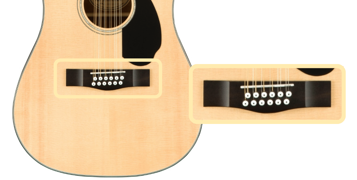 Fender CD-60SCE 12-String bridge, saddle, and pins  