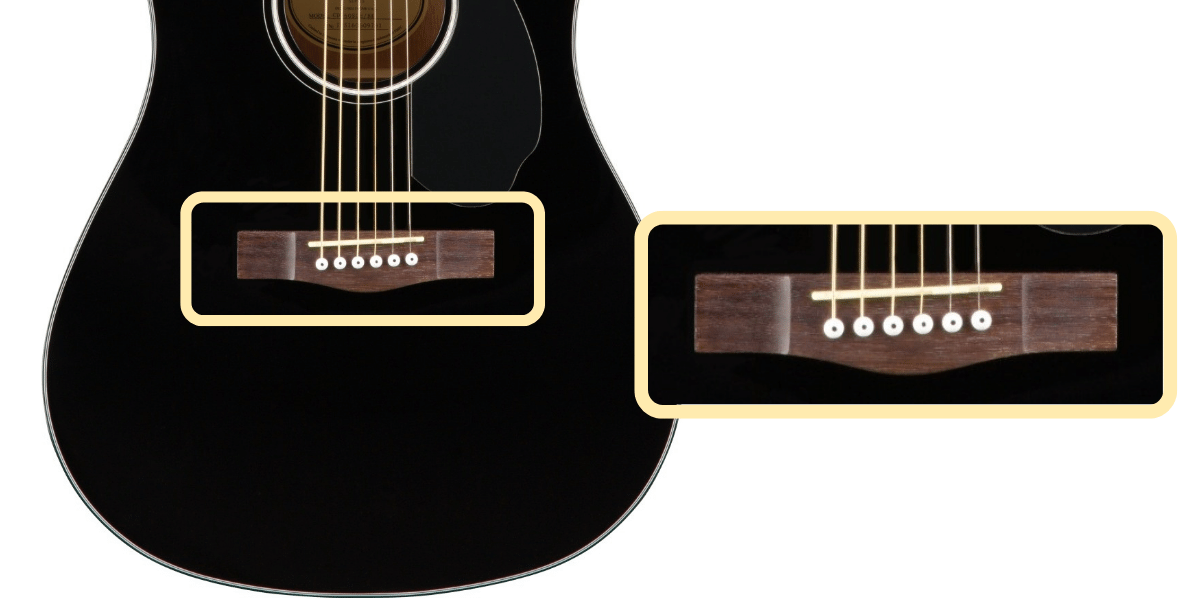 Fender CD-60SCE bridge, saddle, and pins  