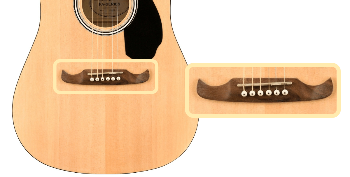 Fender FA-125CE bridge, saddle, and pins  