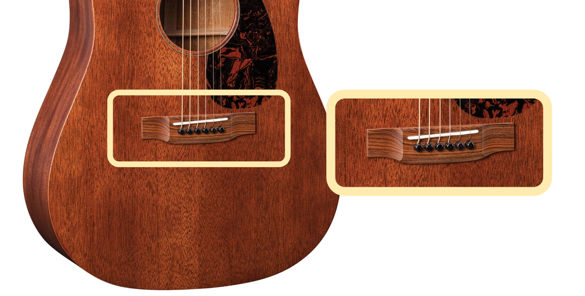 Martin D-15M bridge, saddle, and pins  