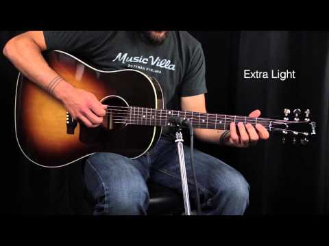 The Ultimate Acoustic String Comparison - Extra Light vs Custom Light vs Light vs Medium