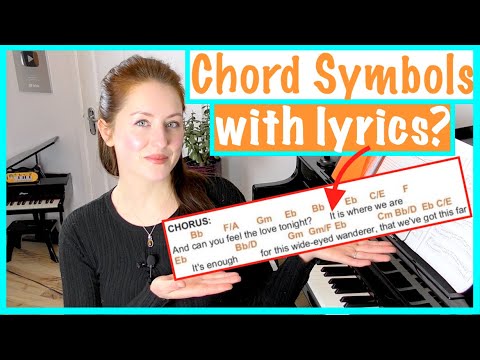 How to interpret and understand chord symbols with lyrics on the Piano