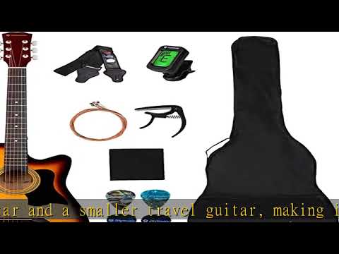 Joymusic 38 inch sunburst beginner acoustic guitar kit,bundle with a strap with picks holder,digita