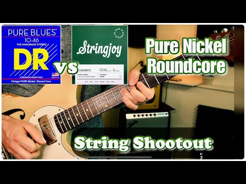 Stringjoy Broadway vs DR Pure Blues - Pure Nickel Wound / Round Core Guitar Strings - Novo Miris T