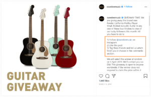 Instagram guitar giveaway example