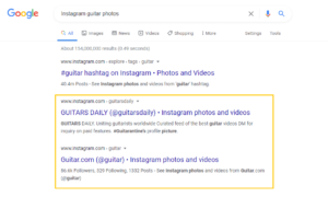 Instagram guitar keywords on Google