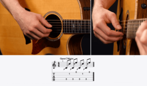 Open C Major guitar fingerpicking pattern