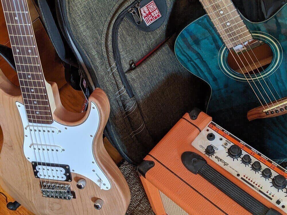 electric guitar and acoustic guitar