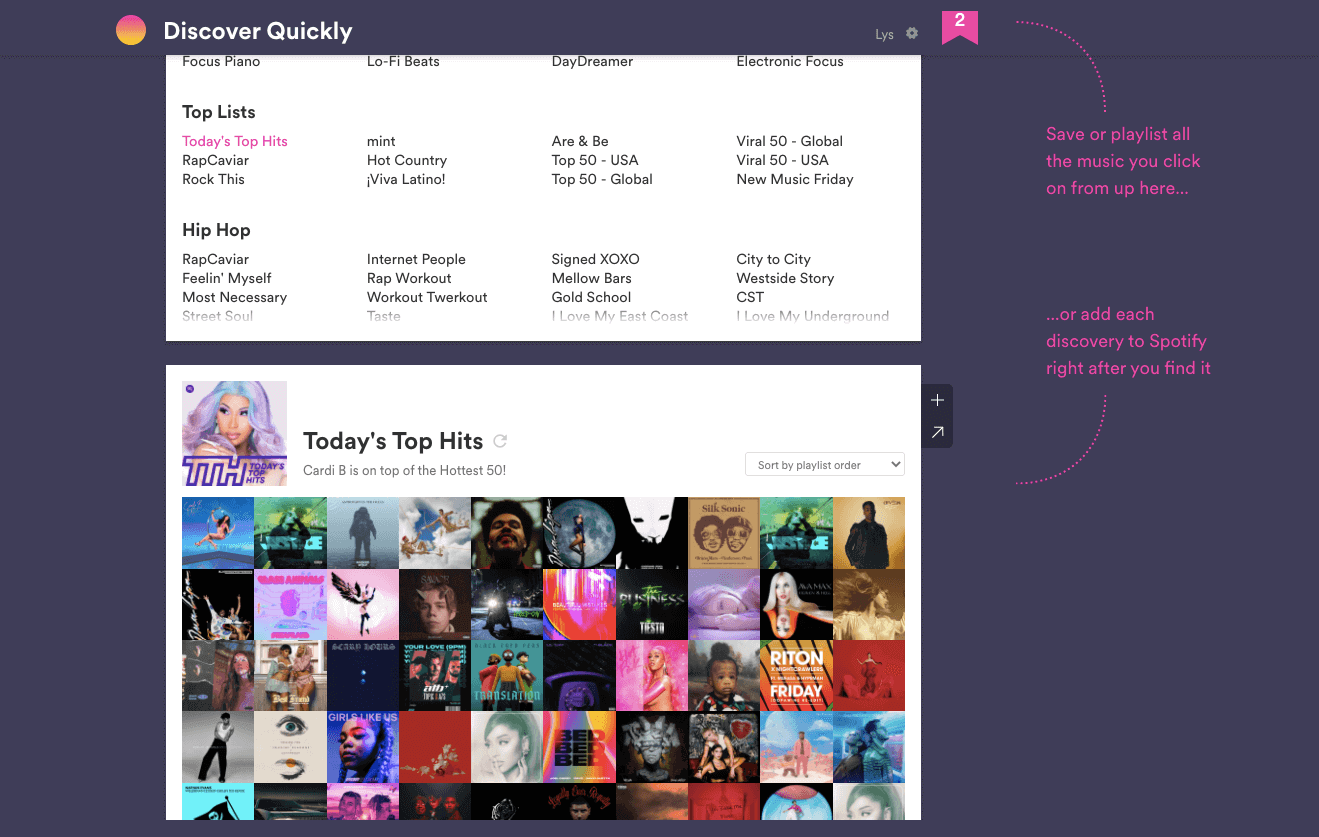 discover quickly spotify songs