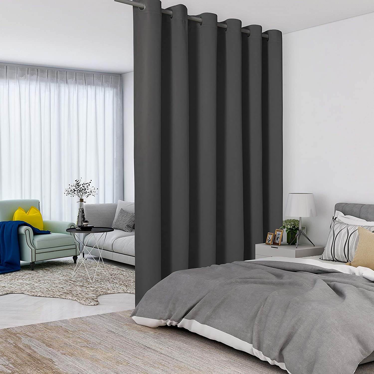 LORDTEX Dark Grey Room Divider Curtains