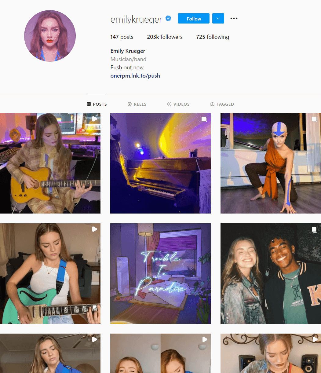 emilykrueger guitar Instagram account