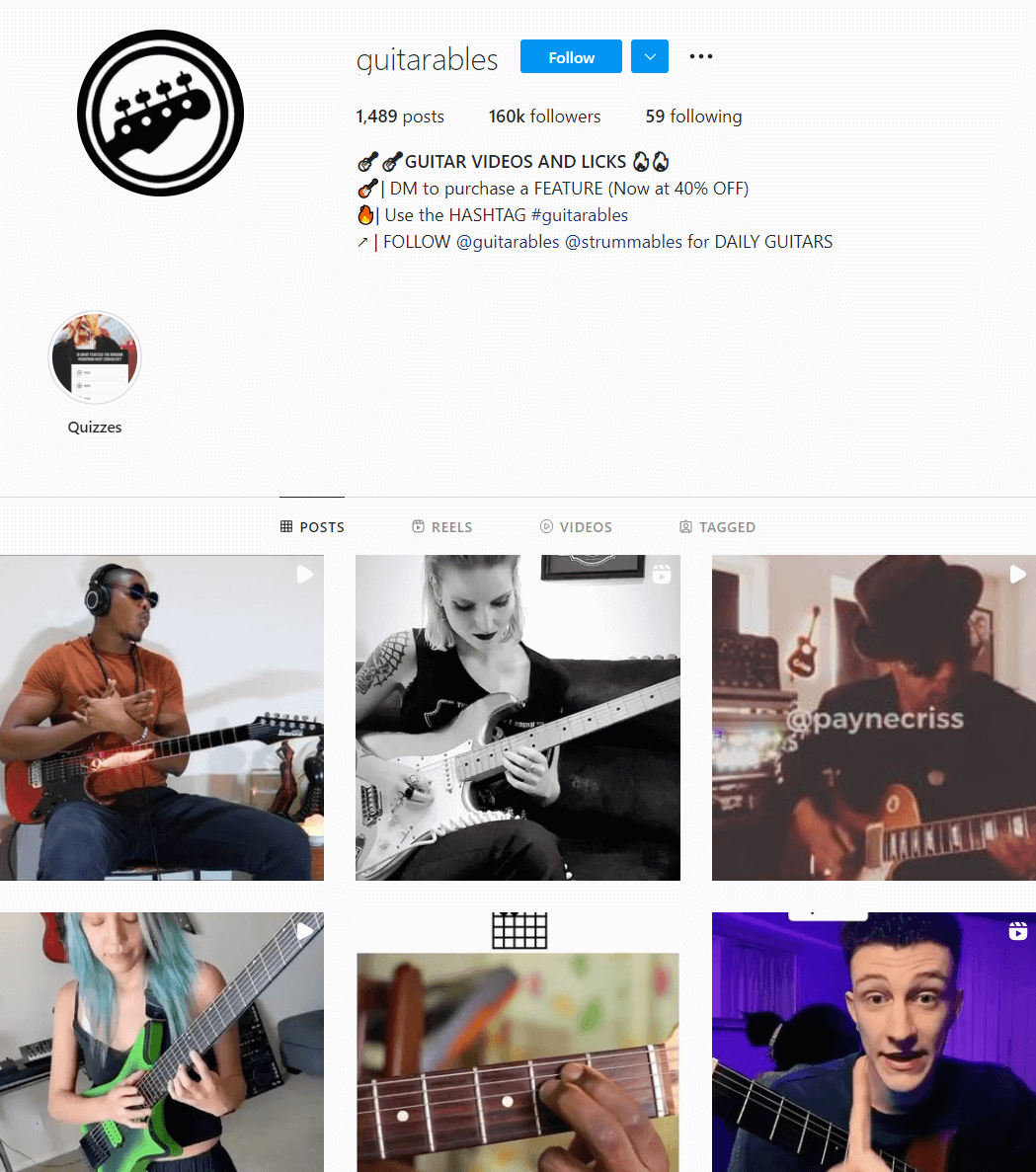 guitarables guitar Instagram account