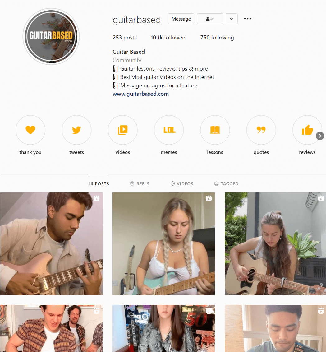 guitarbased guitar Instagram account