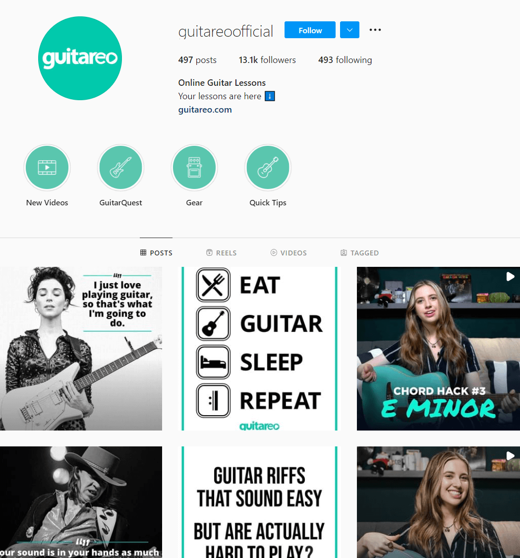 guitareoofficial Instagram page