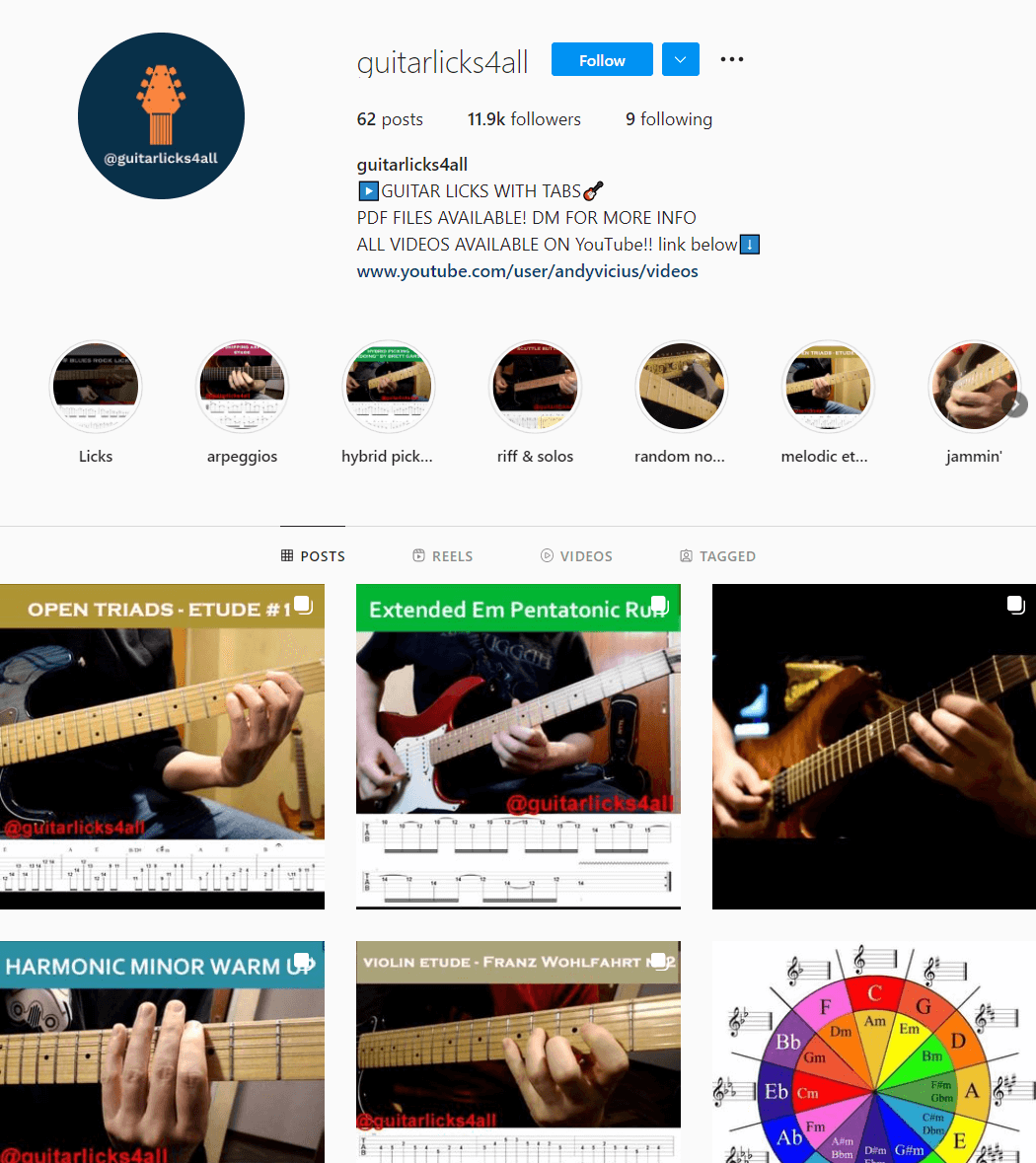 guitarlicks4all guitar Instagram account