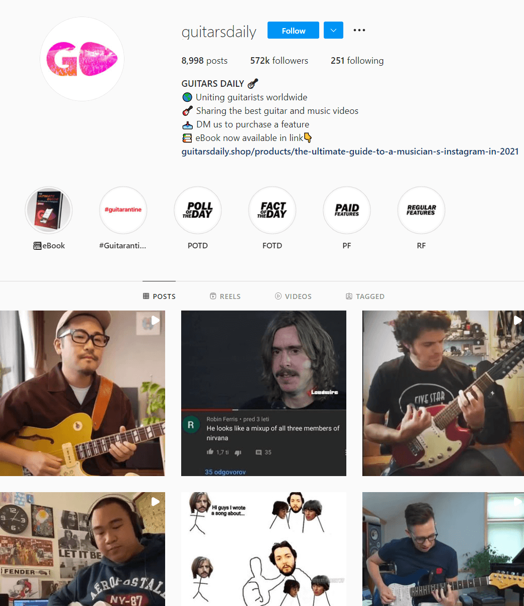 guitarsdaily Instagram account