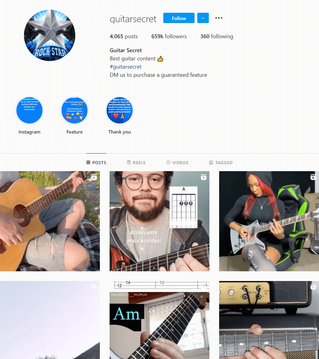 guitarsecret guitar Instagram account