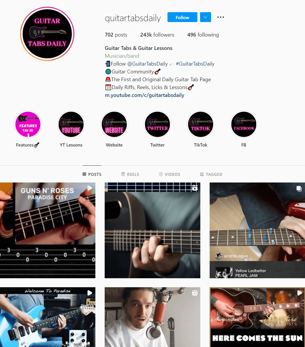 guitartabsdaily Instagram page