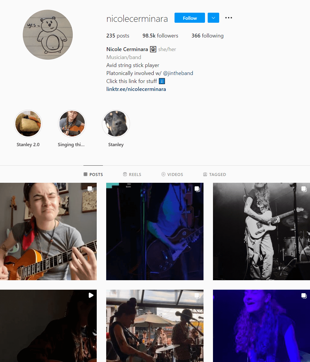 nicolecerminara guitar Instagram account