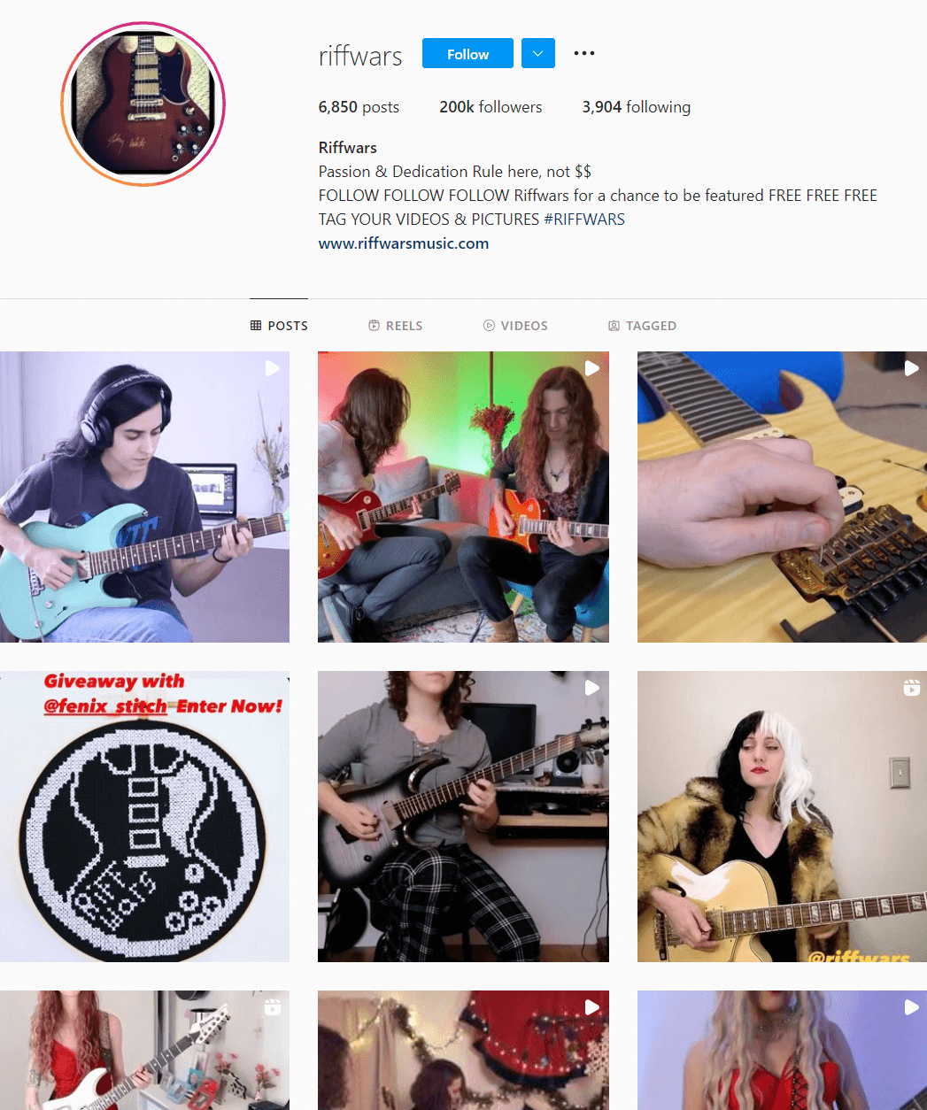 riffwars guitar Instagram account