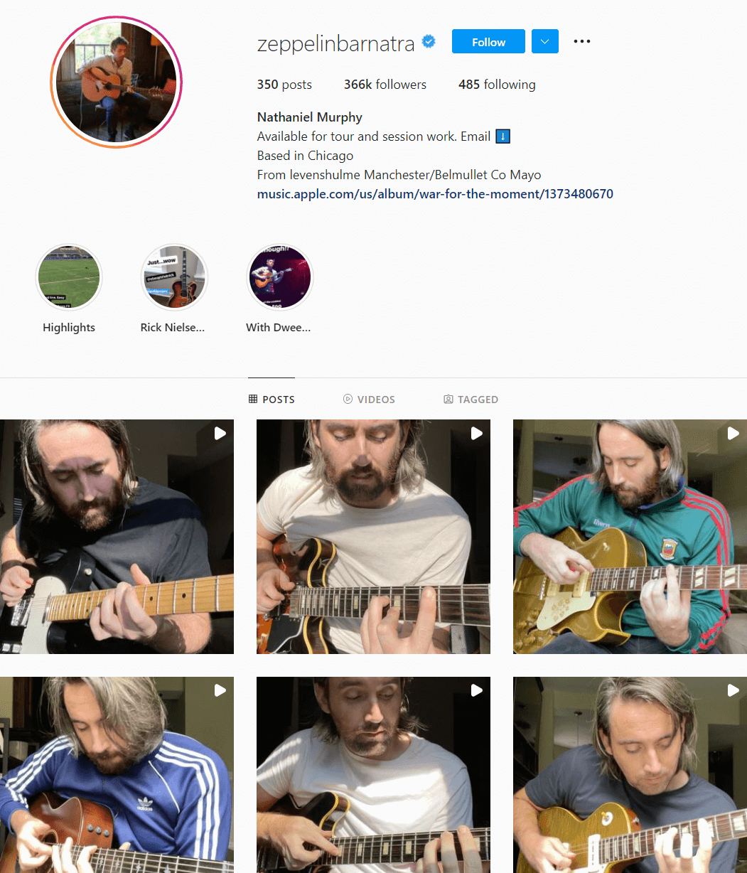 zeppelinbarnatra guitar Instagram account