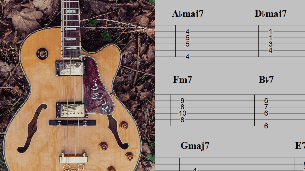 Jazz Chord Progression in F Major #guitarlesson #jazzguitar #bassguita, bass