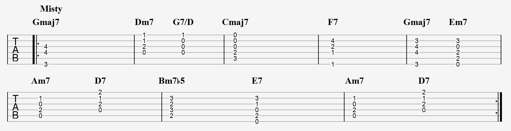 Misty jazz progression