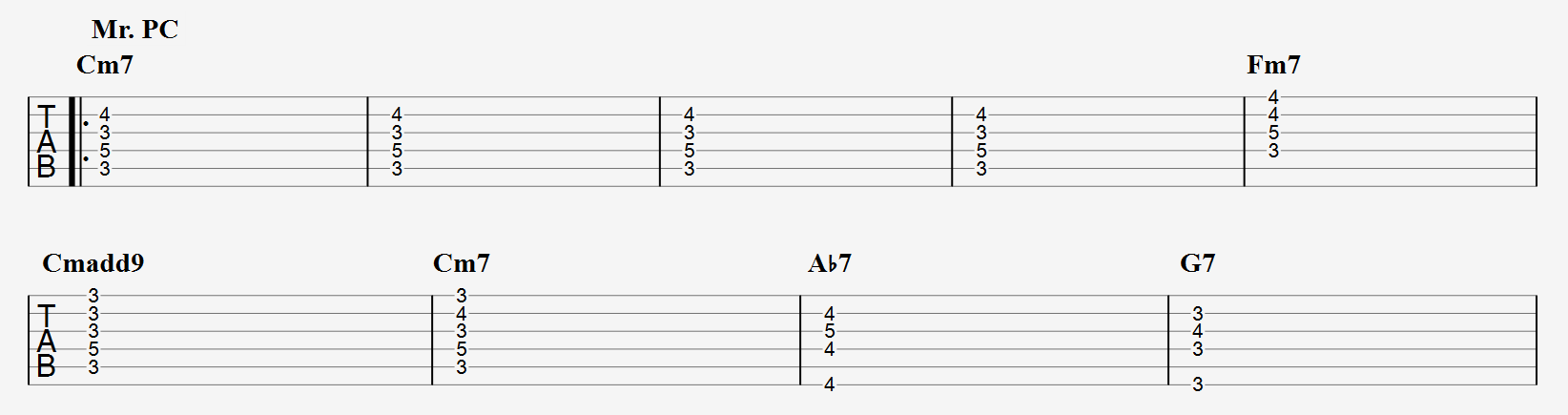 Mr PC jazz chord progressions