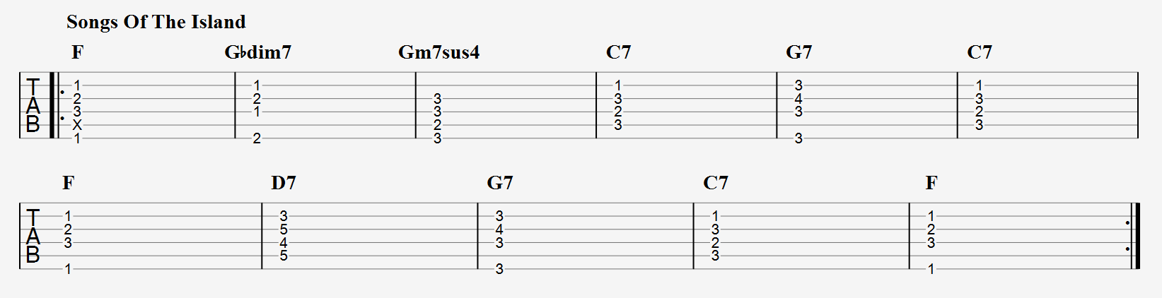 Songs Of The Island jazz chord progressions
