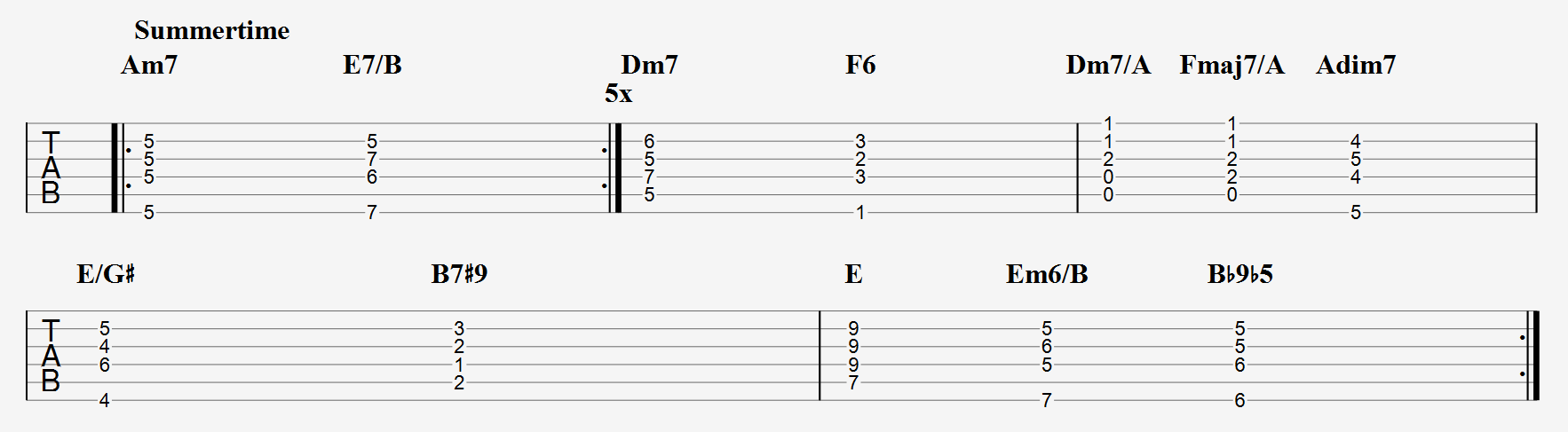 Summertime jazz chord progressions