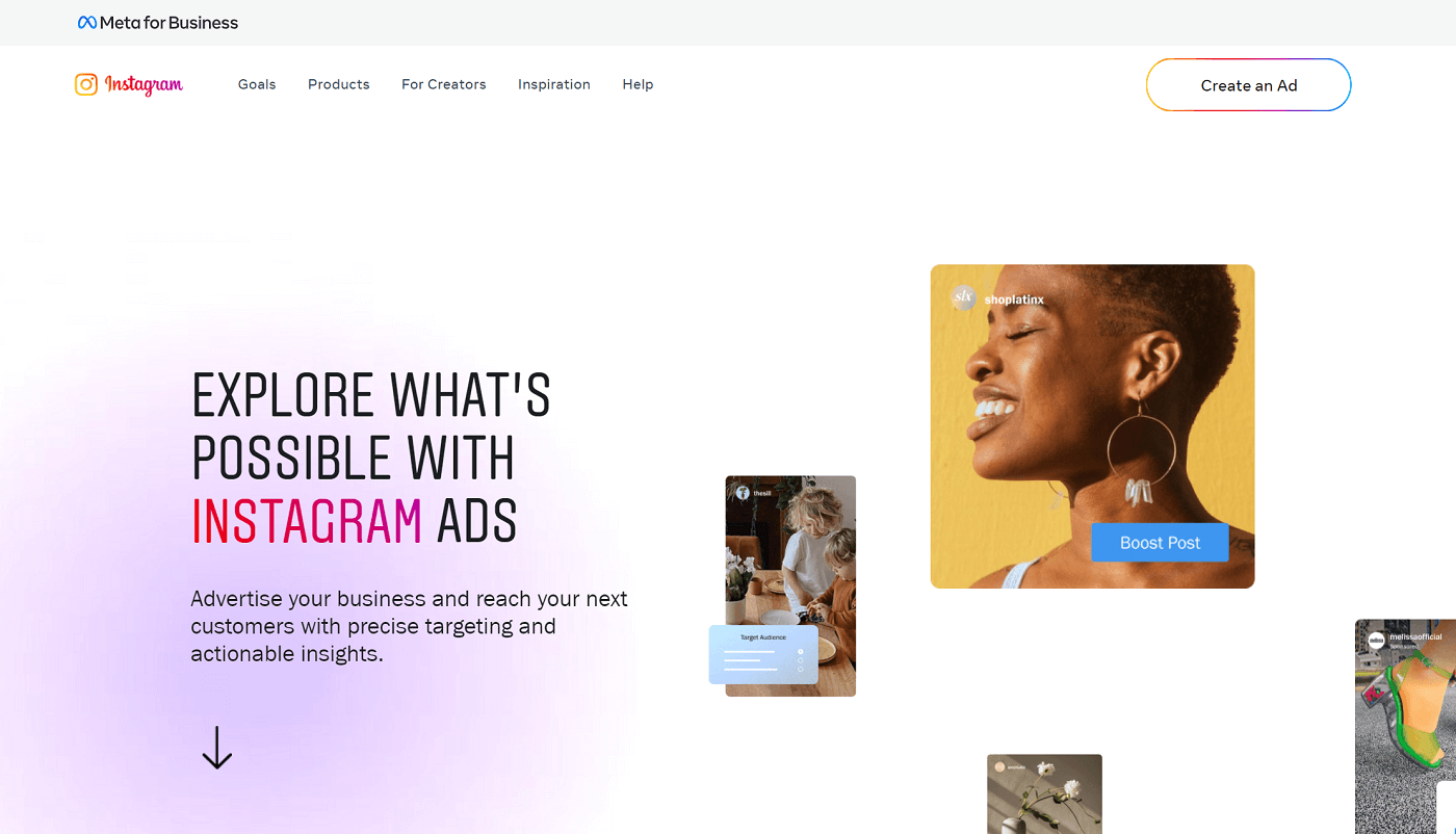 Instagram meta ads page