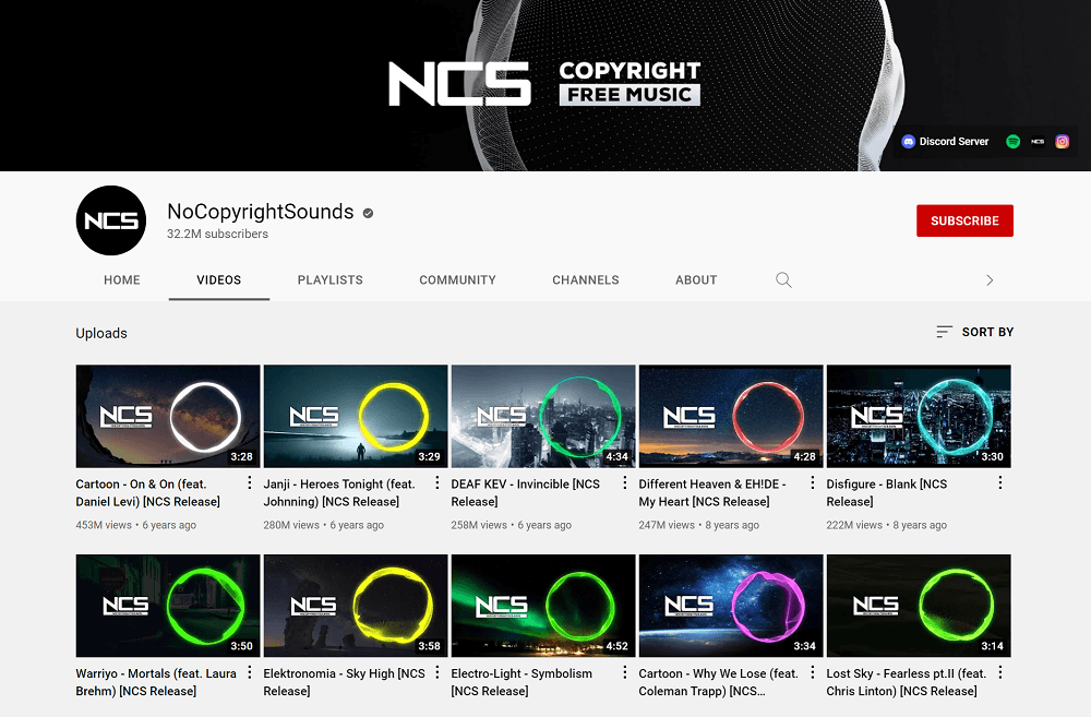 NCS copyright free music YouTube channel