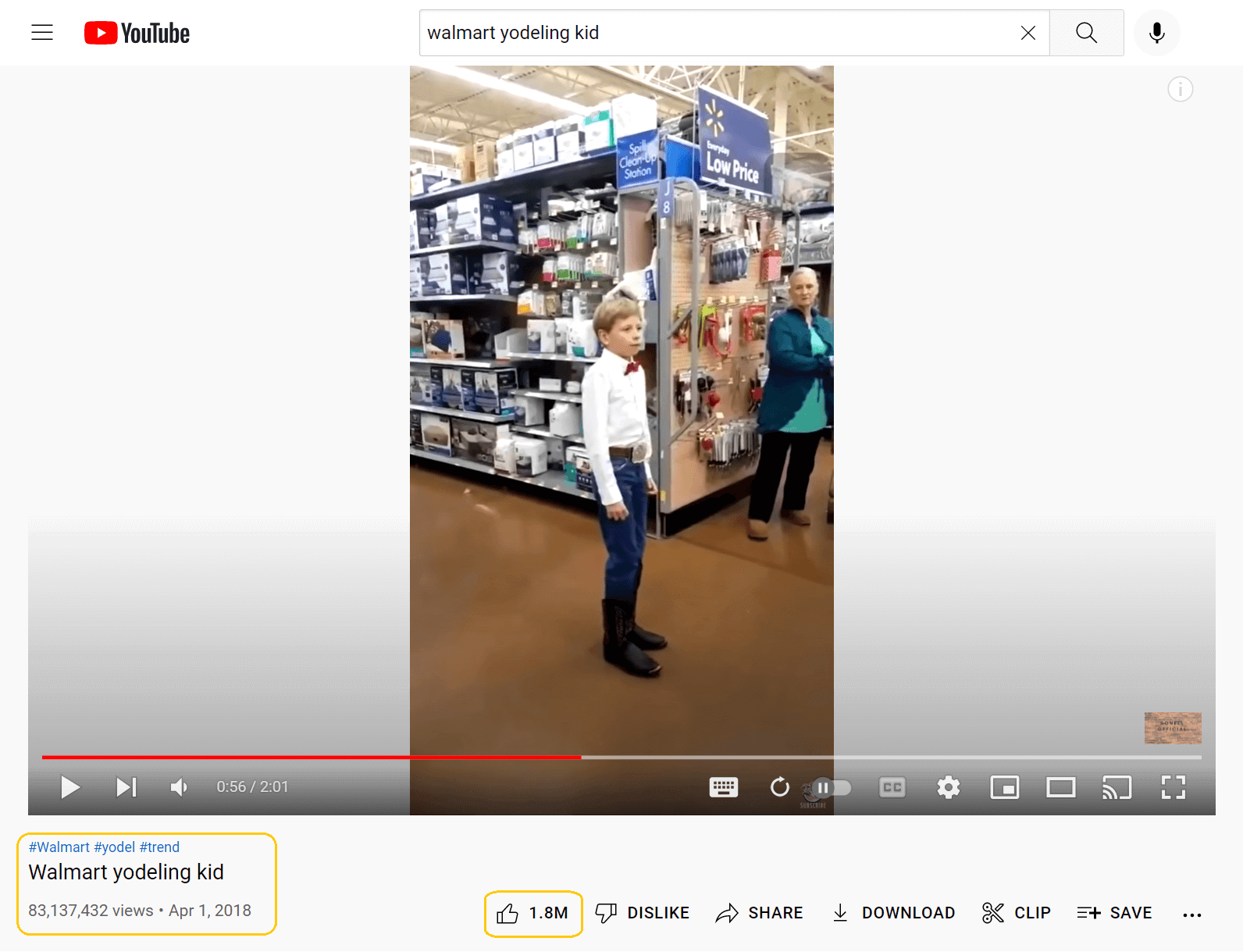 Walmart yodeling kid