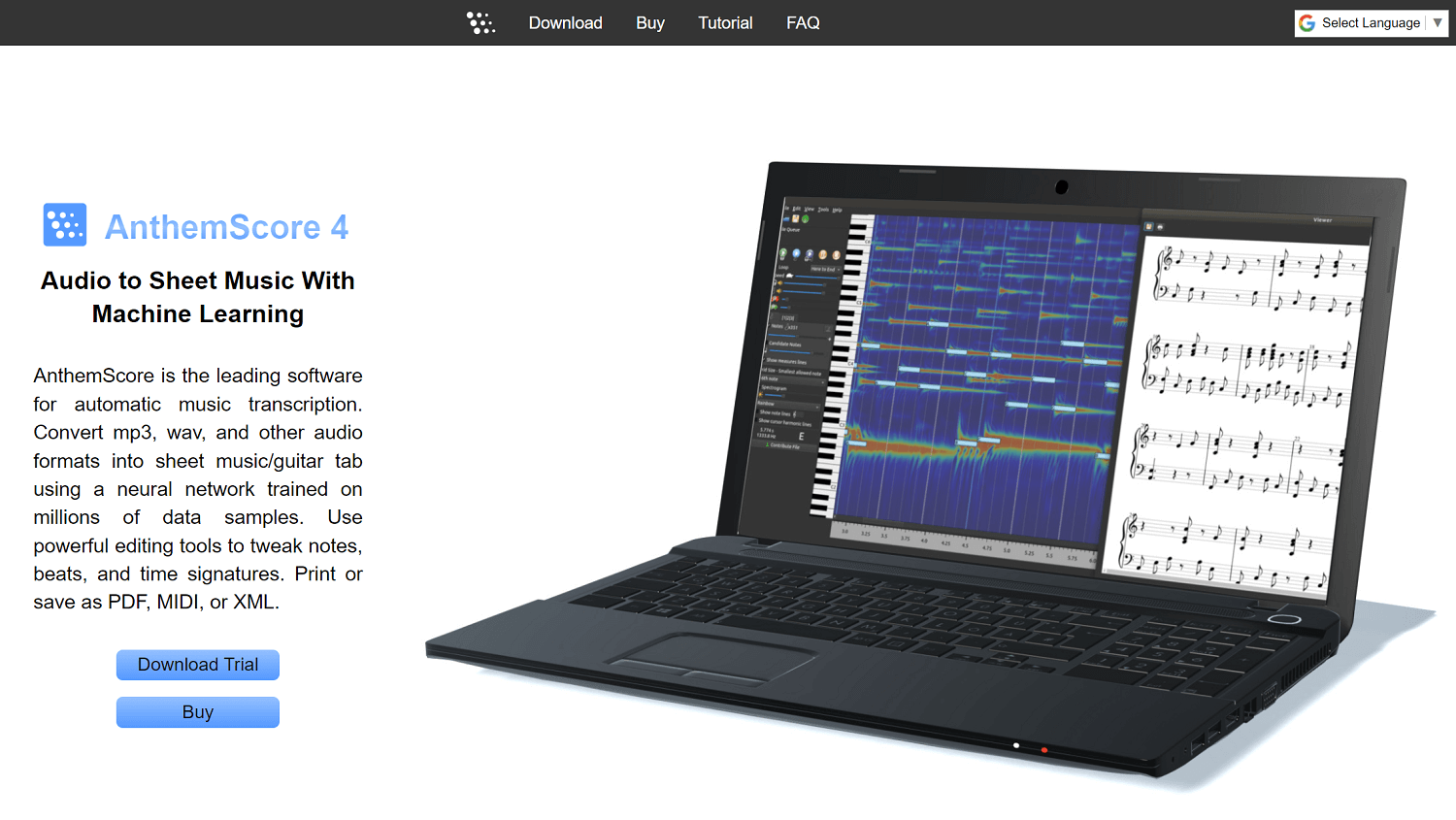AnthemScore website homepage screenshot