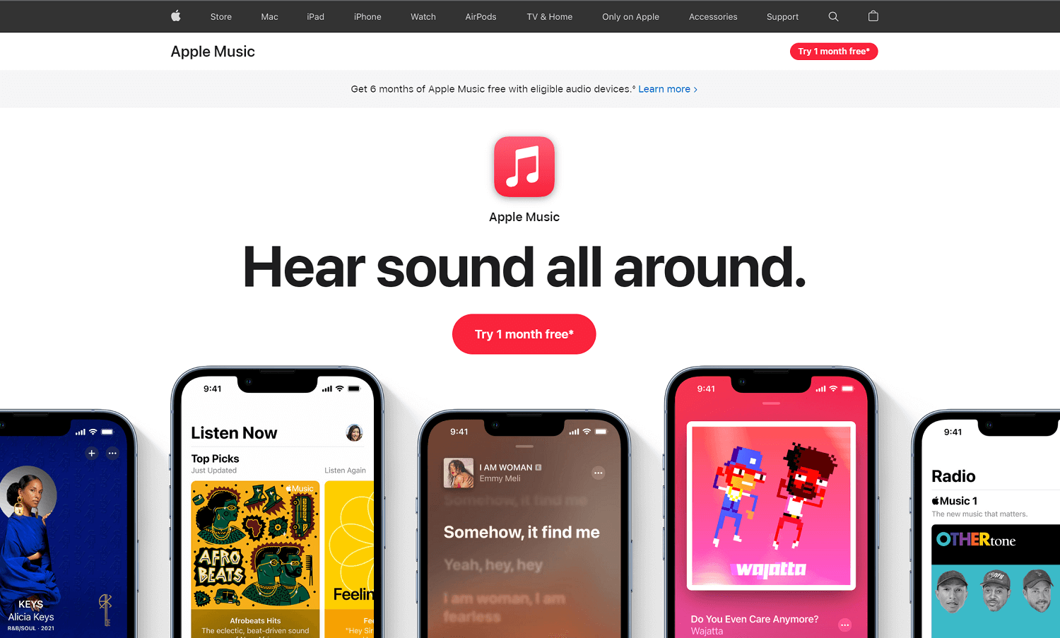 Apple Music homepage screenshot