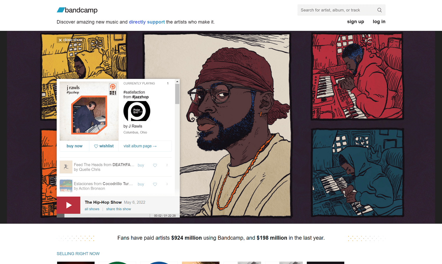 Bandcamp homepage screenshot