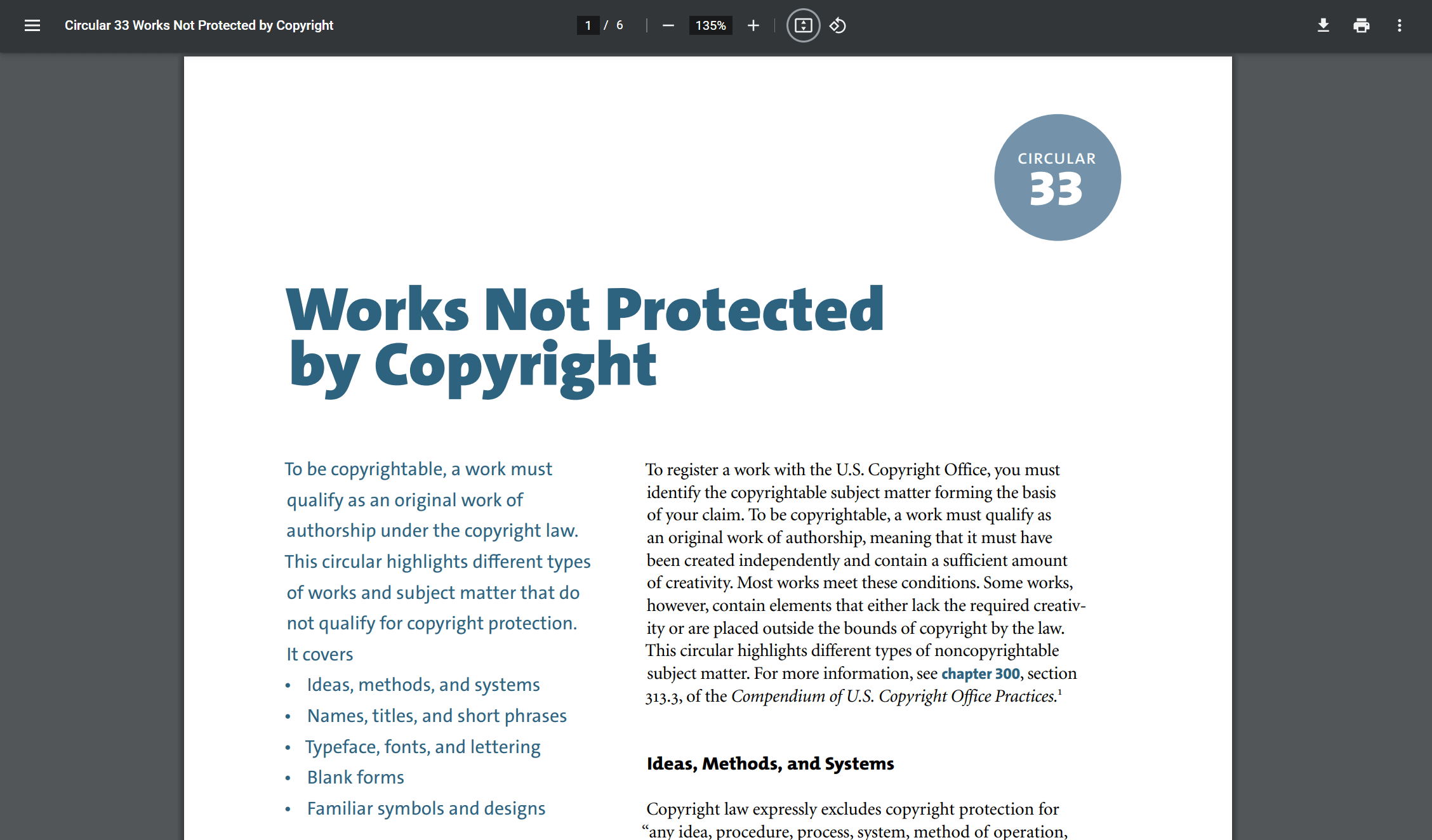Circular 33 Works Not Protected by Copyright pdf