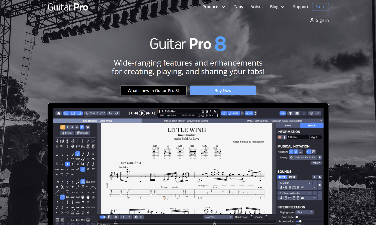 Guitar Pro website homepage screenshot