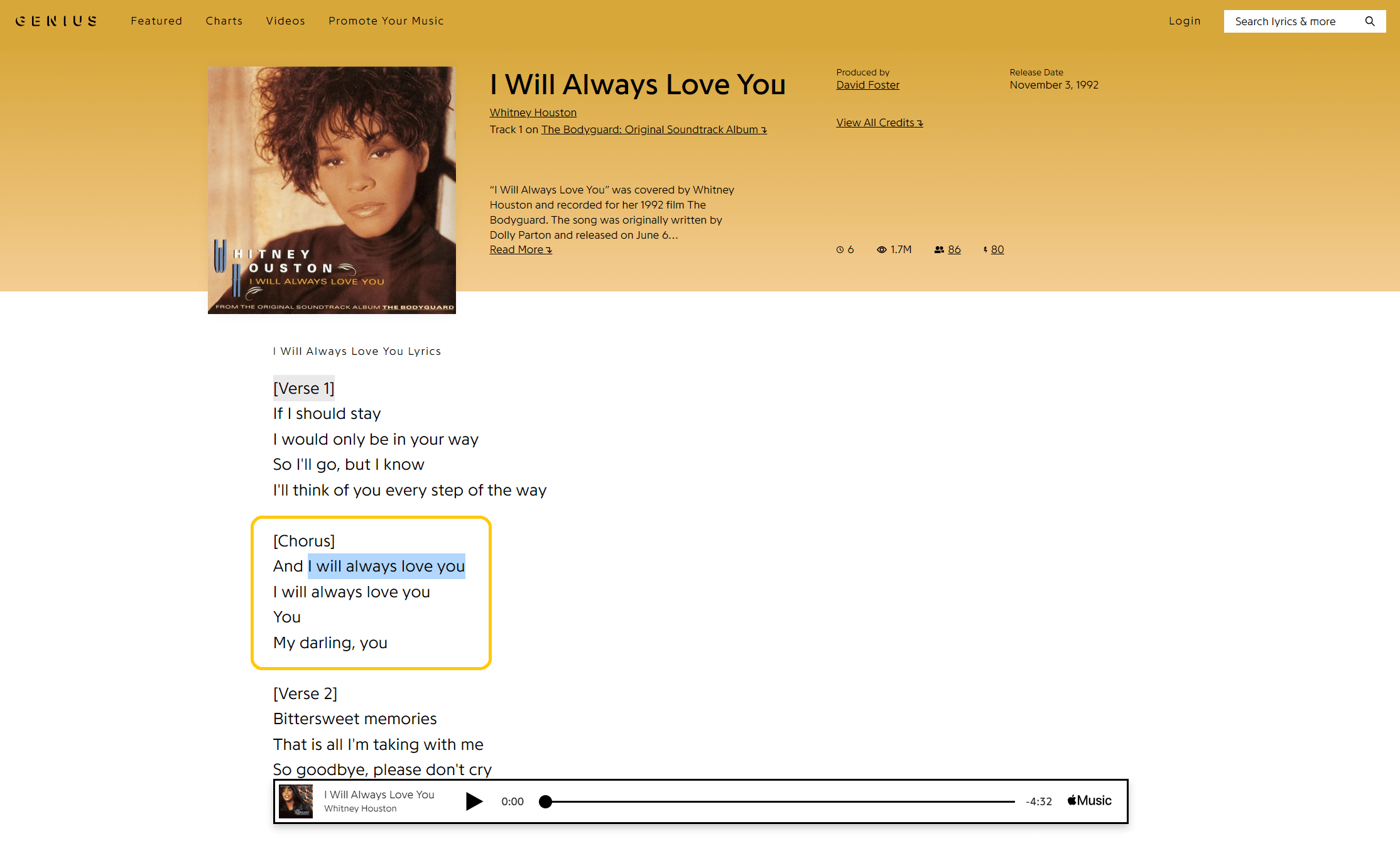 I Will Always Love You on Genius