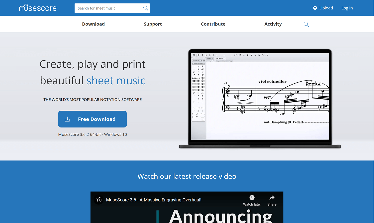 MuseScore website homepage screenshot