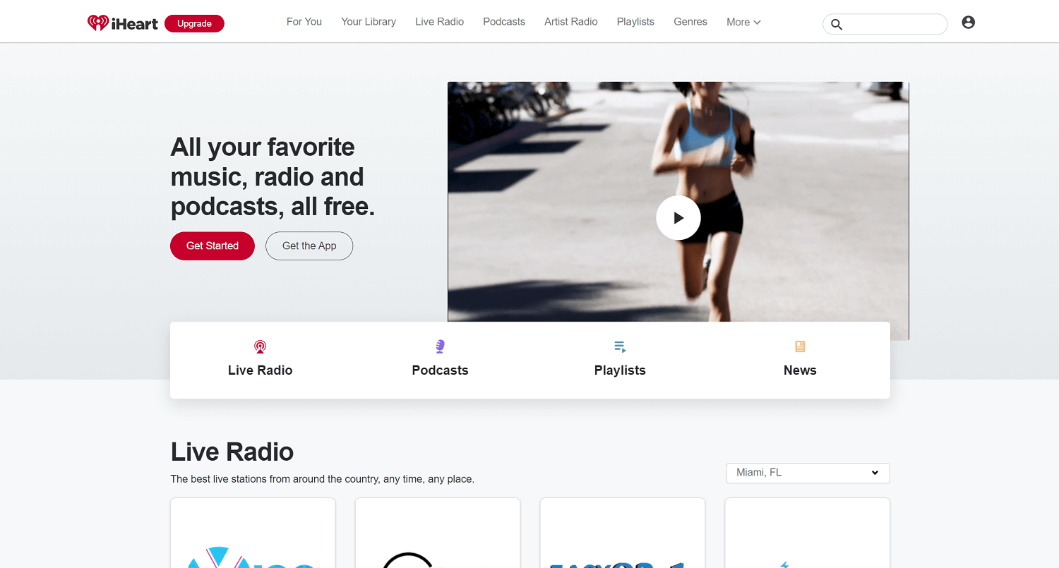 iHeartRadio homepage screenshot