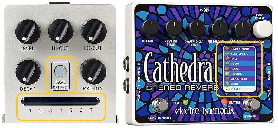 reverb pedals with presets feature