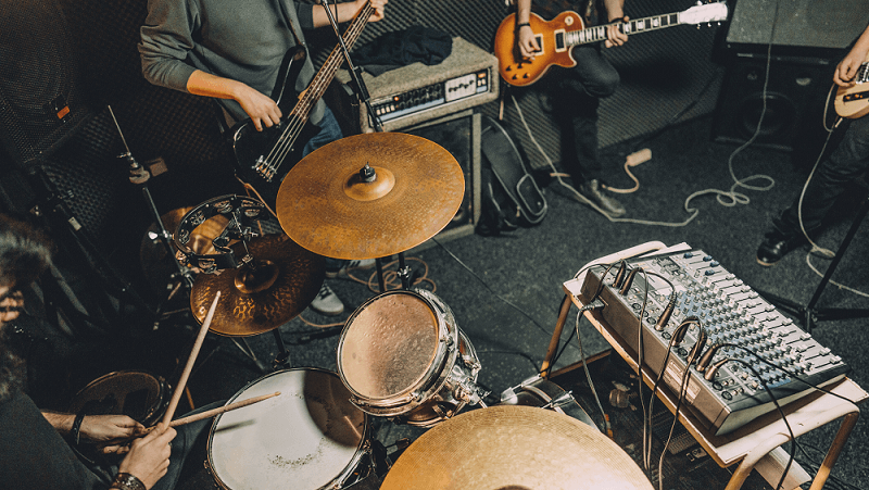 band rehearsal in studio