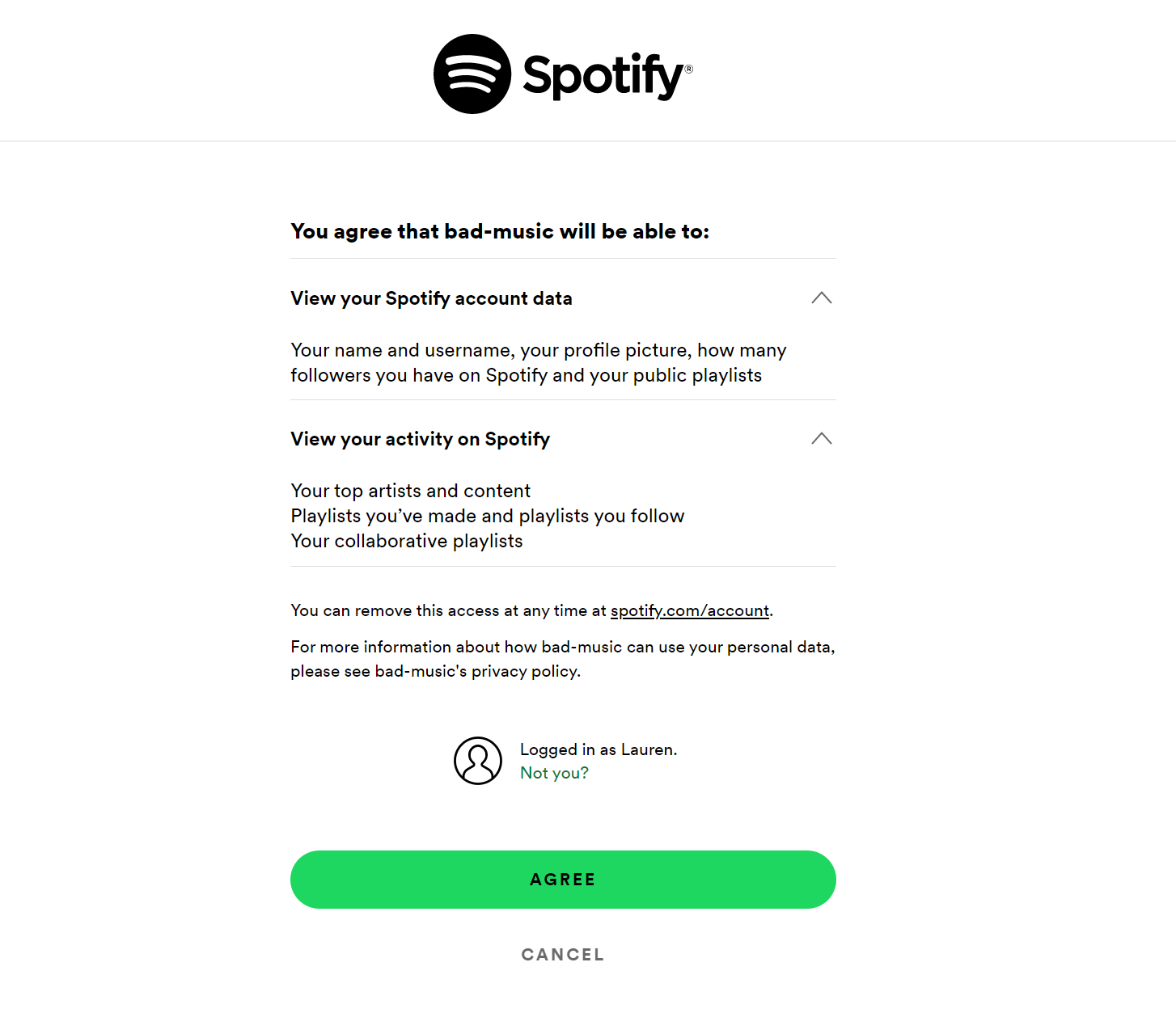 spotify data that gets shared