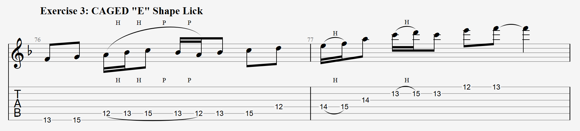 F major Exercise 3 CAGED E Shape Lick