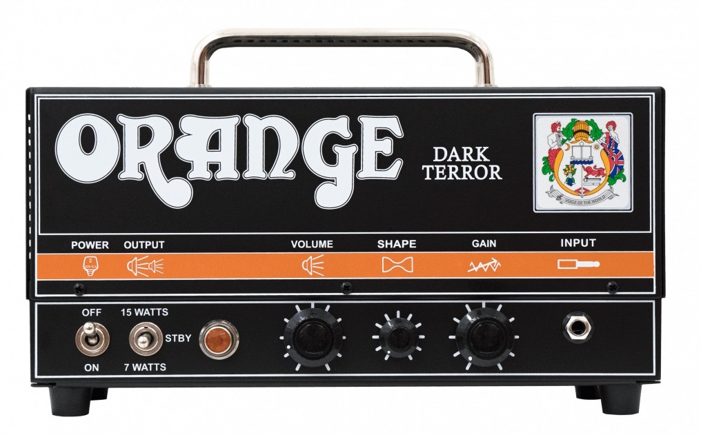 Orange Dark Terror Amplifier on a white background
