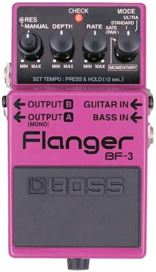 Boss BF-3 Flanger Guitar Effects Pedal on a white background