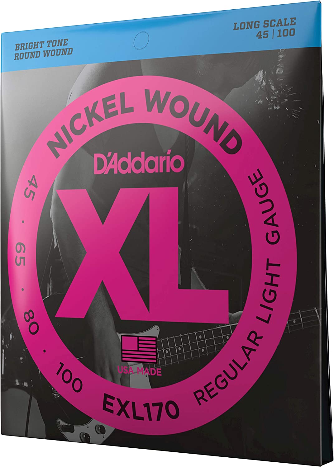 D'Addario  EXL170 Nickel Bass Strings on a white background